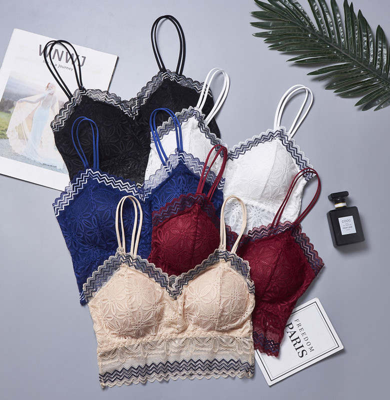 Cross-border Contrasting Color Lace Sexy Sunflower Wrapped Chest Cross-border Fine Sling Color Strapless Beautiful Back Anti-slip Lingerie for Women Cross-border Contrasting Color Lace Sexy Sunflower Wrapped Chest Cross-border Fine Sling Color Strapless Beautiful Back Anti-slip Lingerie for Women