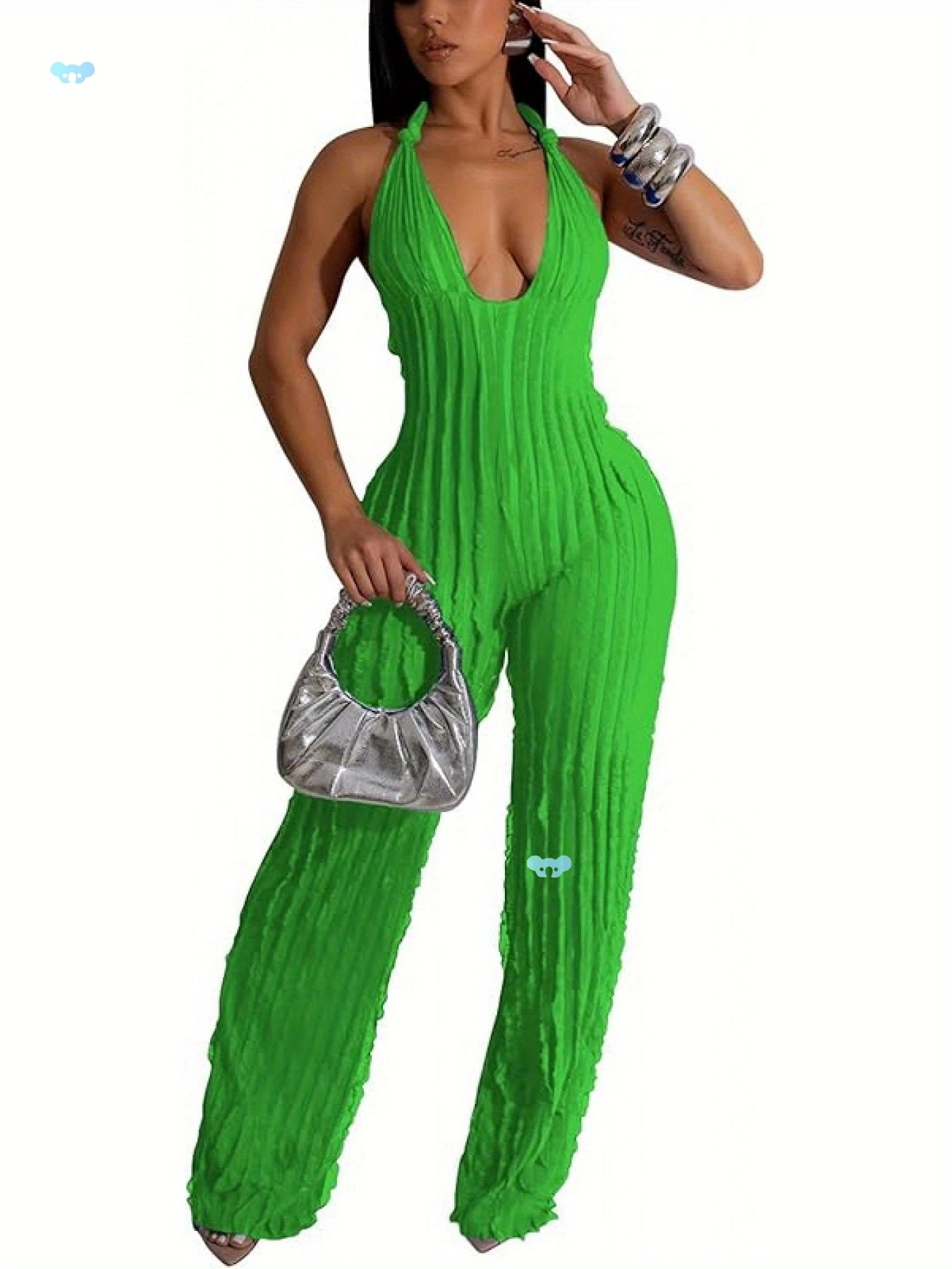 Женский сексуальный комбинезон с халтером из полиэфирной трикотажной ткани для кросс-бордерных продаж