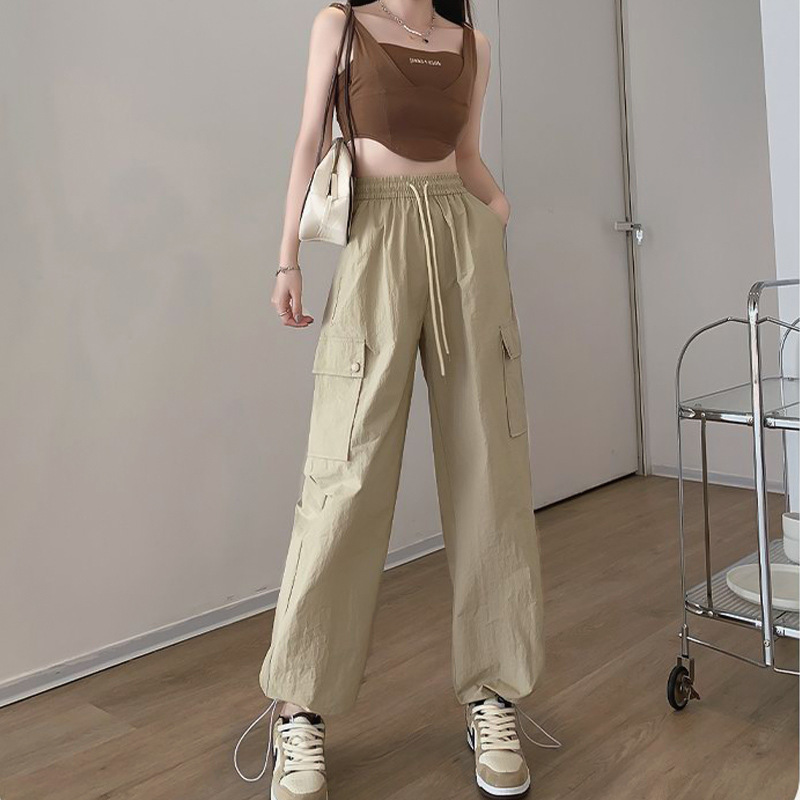 plus size Ice Silk Quick-drying Overalls 100.00kg Women's Summer Thin Fat MM Casual Sports Pants Loose Wide-leg Pants