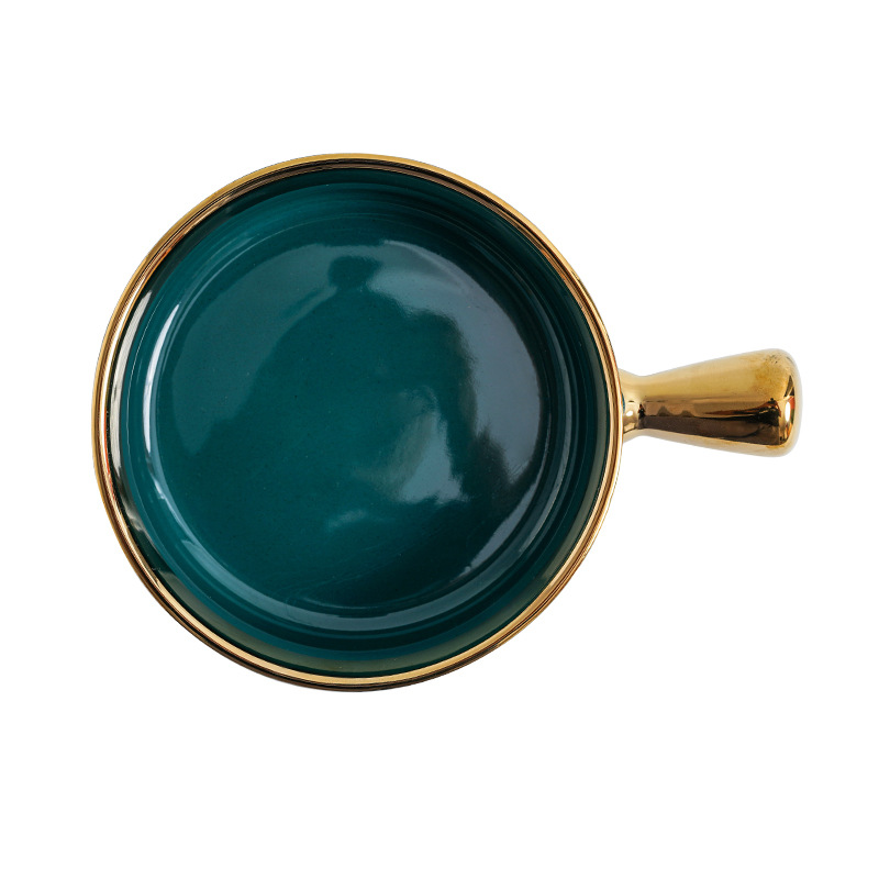 Nórdico creativo tazón de ensalada de frutas Luz de lujo dorado Borde de cerámica hogar postre tazón de fideos instantáneos vajilla de celebridades de Internet personalizada