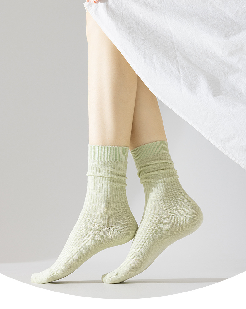 40g Weight Socks Classification A Pair Basic Women's Solid Color Cotton Crew Socks