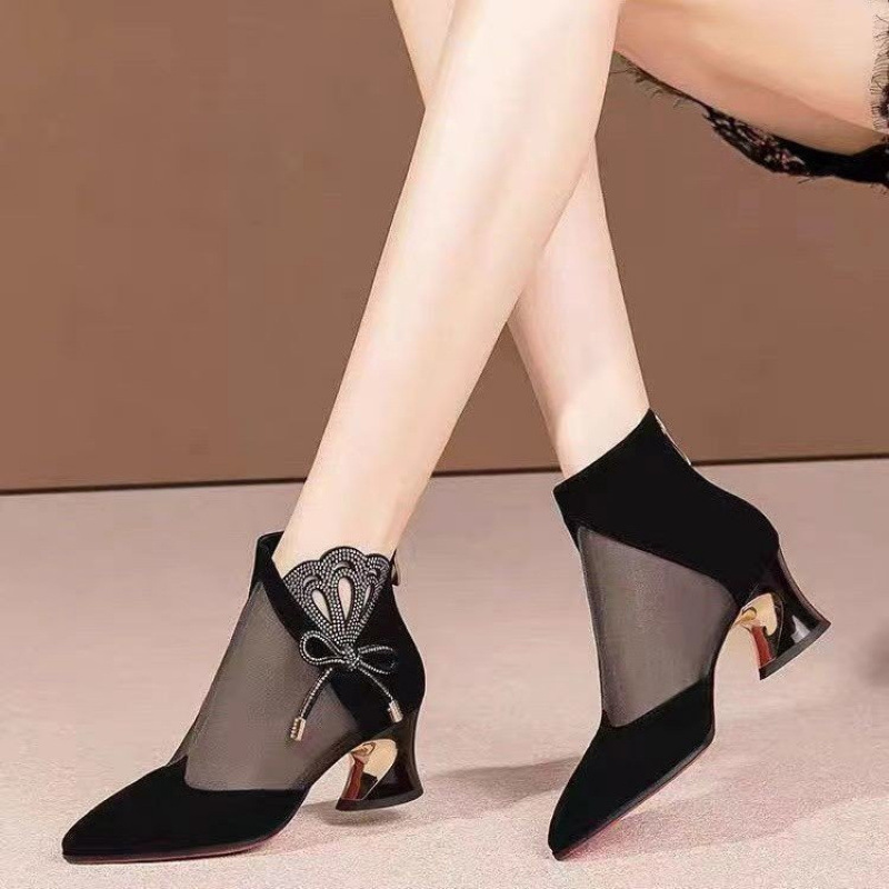 Brand Special Offer: Women's Closed-Toe High-Heeled Sandals, Chunky Heel Mesh Hollow-Out Sandals, New Summer Fashion Rhinestone Mesh Boots Brand Special Offer: Women's Closed-Toe High-Heeled Sandals, Chunky Heel Mesh Hollow-Out Sandals, New Summer Fashion Rhinestone Mesh Boots