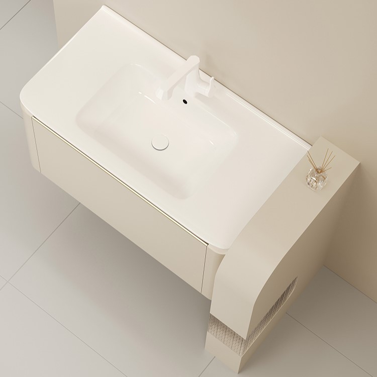 Cerámica integral lavabo moderno simple inodoro de madera sólida gabinete de baño combinación lavabo facial espejo inteligente gabinete lavabo
