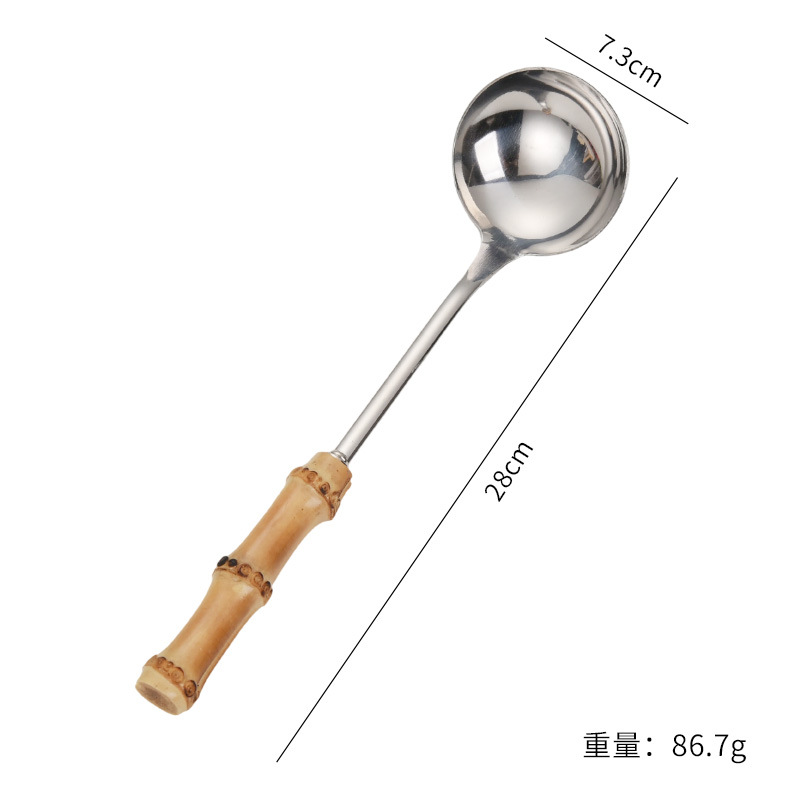 대형 스테인리스 대나무 손잡이 수프 껍질