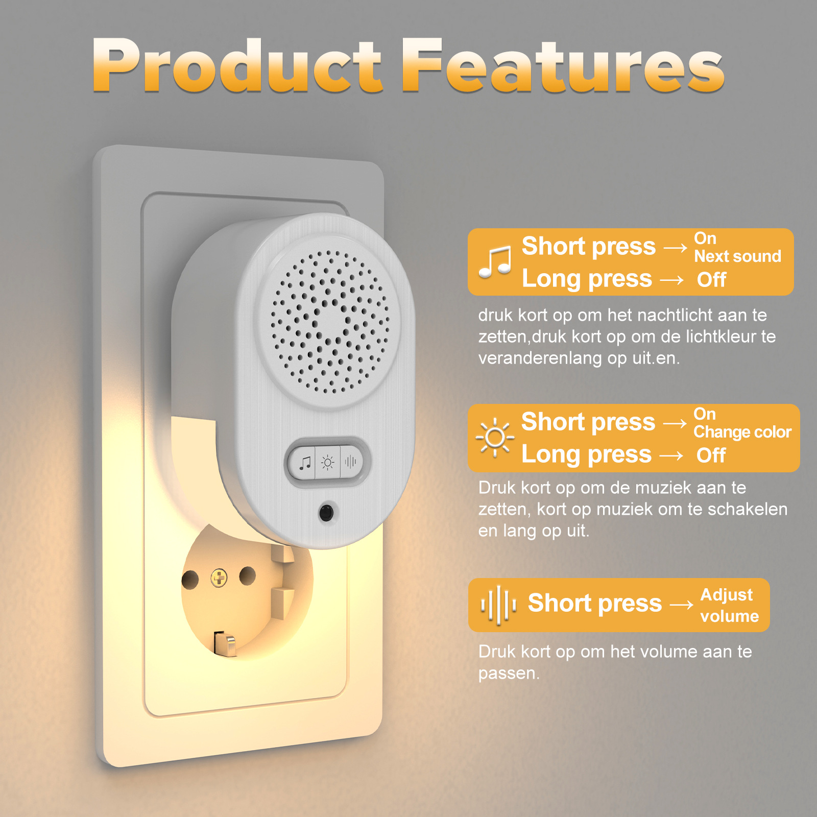 Lâmpada noturna RGB de luz quente e ruído branco para quarto, produto novo e mais vendido, atacado direto da fábrica._voghion.com
