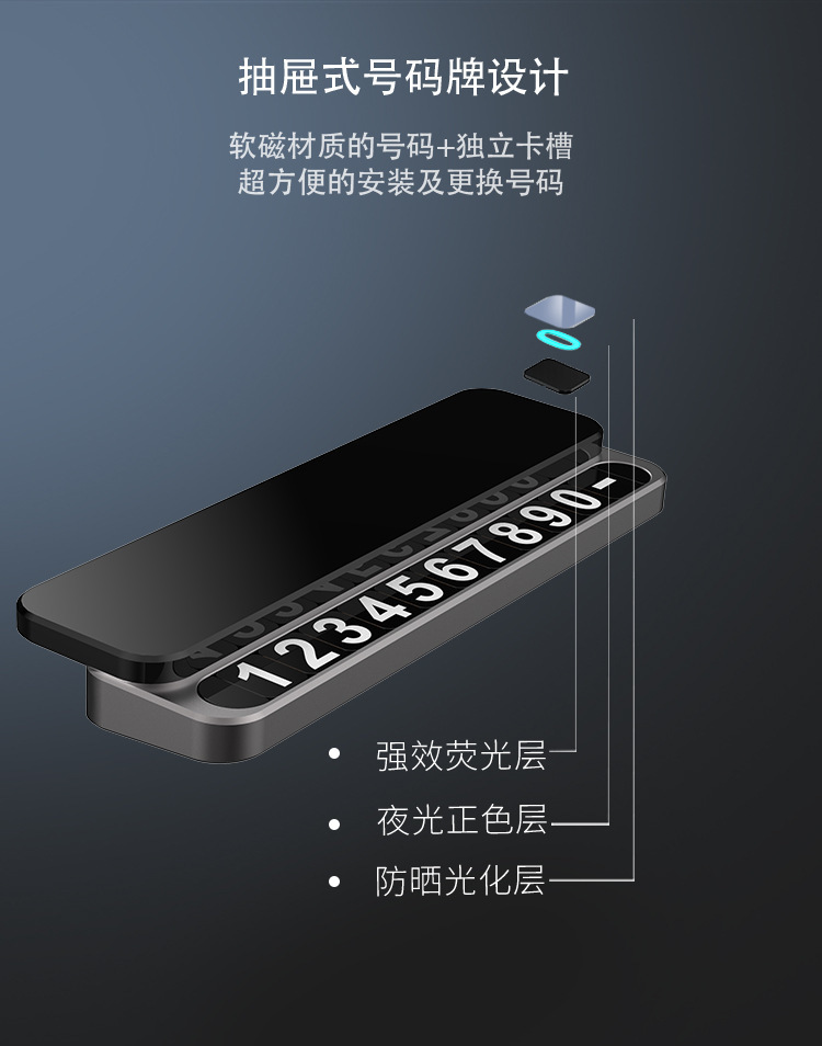 [Premium Selection] High-End Temporary Parking Number Plate for Cars, Car Accessories, Mobile Phone Number Plate for Moving the Car, Alloy Parking Plate