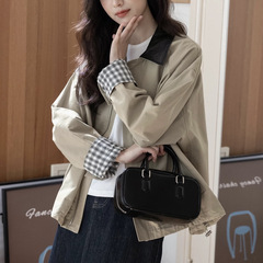 短笛拿铁/翻边格子 短款风衣女秋小个子外套独特穿搭