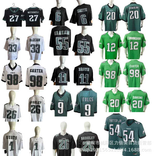 Eagles 26 Barkley 33 Dejean 1 Hurts Cross-Border Nfl Jersey American Embroidered Football Uniform