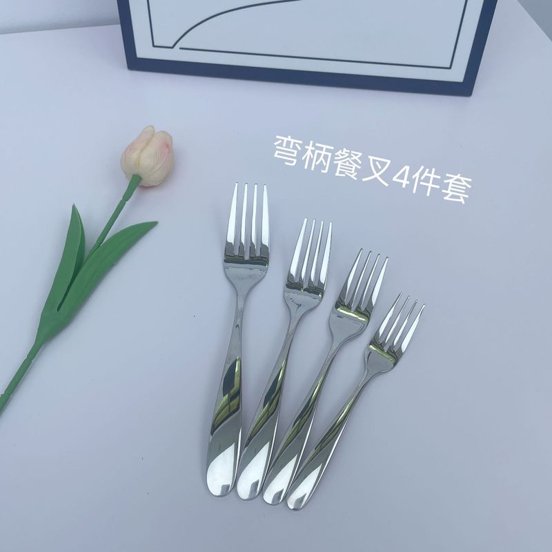 クリエイティブ曲げ柄304ステンレスフォークスプーン食器の明るい顔の西洋スプーンの丸いスプーンの水滴スプーンの商用デザートスプーン|undefined