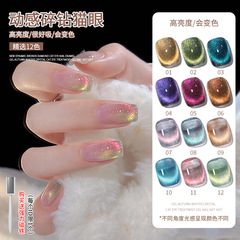 Dynamic broken diamond crystal cat eye nail polish glue 2023 new popular colorful dream set for nail salons
