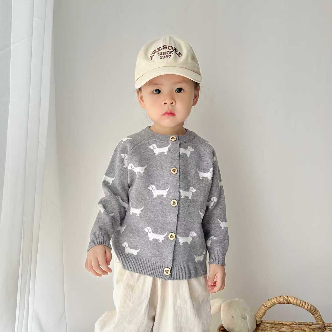 直播供货 2025新款童装毛衣 春季婴童圆领纯色外套女童棉针织开衫