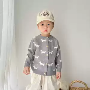 Кардиган для девочек хлопковый однотонный круглый вырез