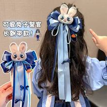 儿童发卡兔子警官头饰小女孩动物城兔耳朵蝴蝶结头夹发夹发饰精致