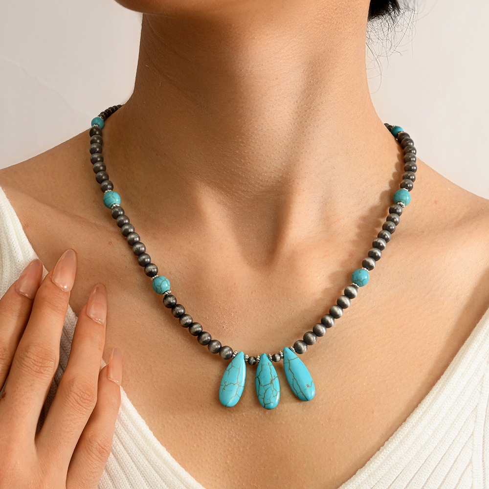 Bohemian halsketting met turkoois voor dames elastisch_voghion.com
