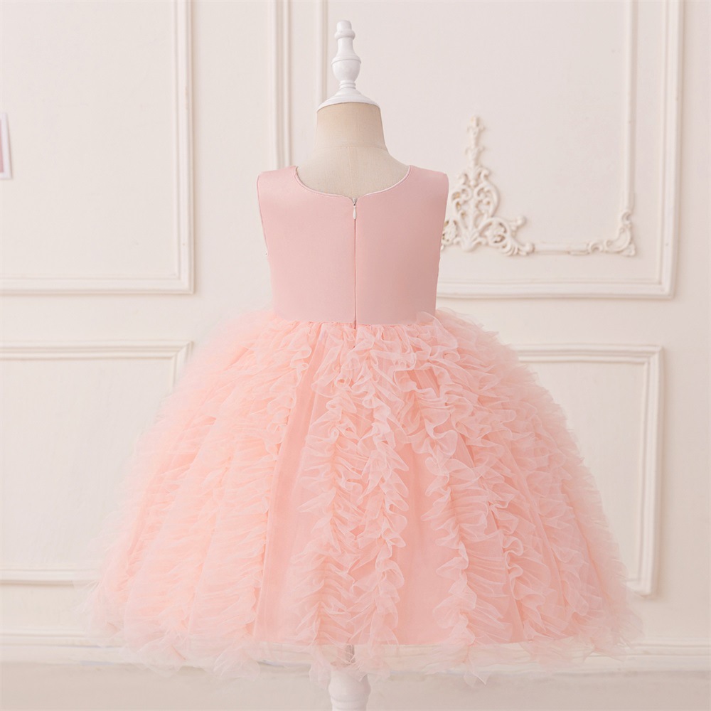 Europa y los Estados Unidos niñas vestido de princesa sin mangas de sequillas malla de acero vestido de fiesta de cumpleaños vestido de noche piano vestido de boda