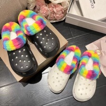 松糕穿洞洞冬季厚底拖防滑拖鞋仙女绒女包头增高棉鞋棉加两女气质