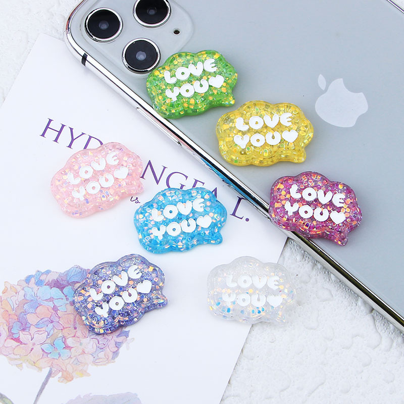 Nueva lentejuelas inglés palabra marca creativa crema pegamento material DIY epoxi teléfono caso horquilla accesorios para el cabello resina al por mayor