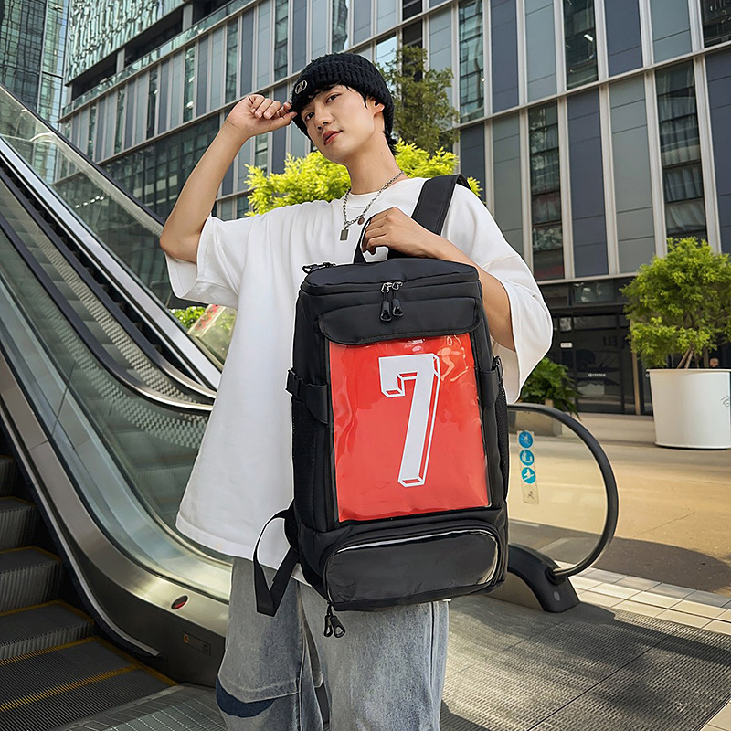 Backpack for Sports, Fitness, Campus Training, Soccer Bag with Independent Shoe Compartment, Travel Waterproof Large-Capacity Backpack with Logo