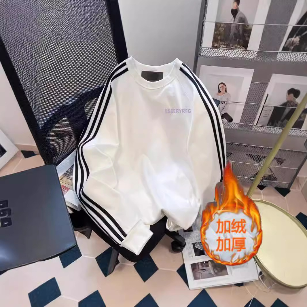 【Factory Direct Sales - Customizable】Trendy American Retro Three-Stripe Long-Sleeve T-Shirt Sweatshirt for Women, New Autumn Style