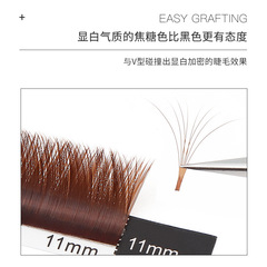 斷羽 0.05鳶尾花假睫毛圓毛V型嫁接睫毛濃密開花超柔軟美睫店專用