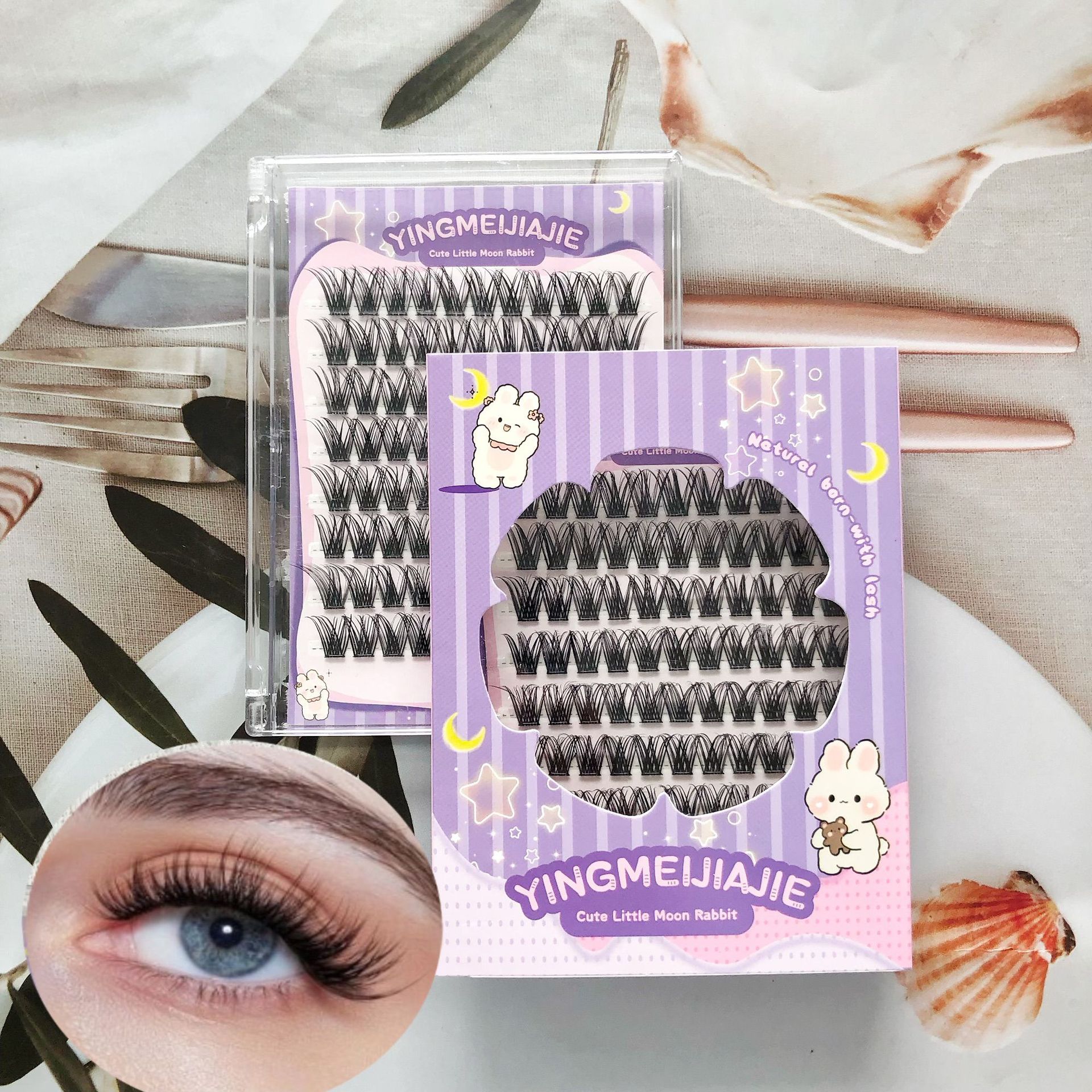 Caja de regalo de pestañas falsas transfronterizas empaquetadas ocho filas YF29 densas pestañas de un solo rayo de pestañas de cómic sin pegamento pestañas falsas