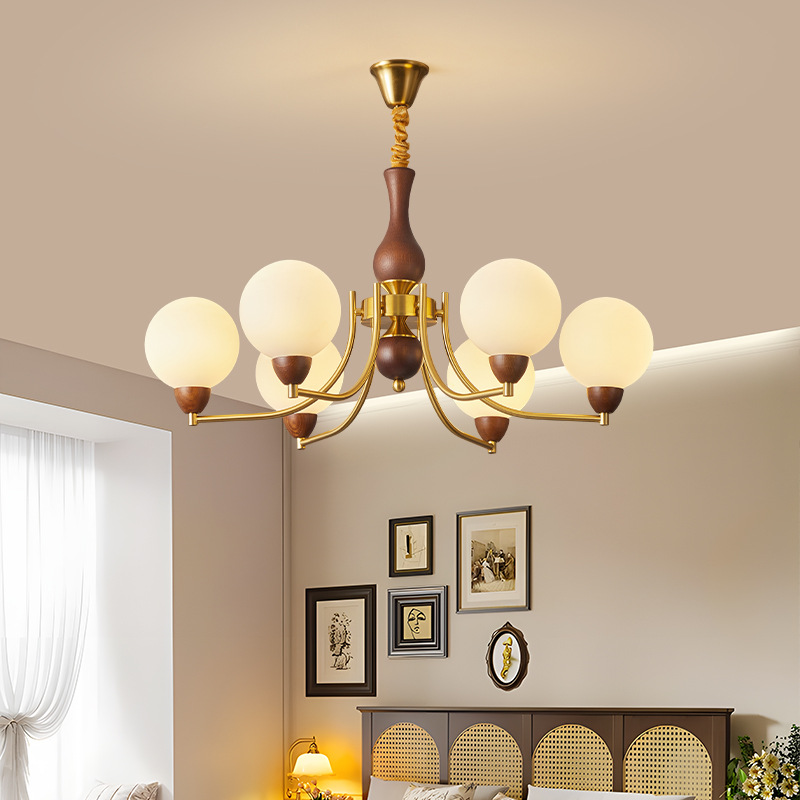 [Selección estricta] Lámparas de frijoles mágicos medievales franceses estilo americano retro comedor de madera maciza dormitorio estudio armario Lámparas de cabina