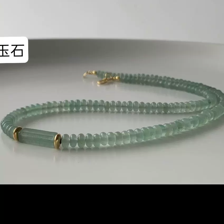 必备清凉一夏复古风天然东陵玉石镀金项链小众设计闺蜜款手链项链