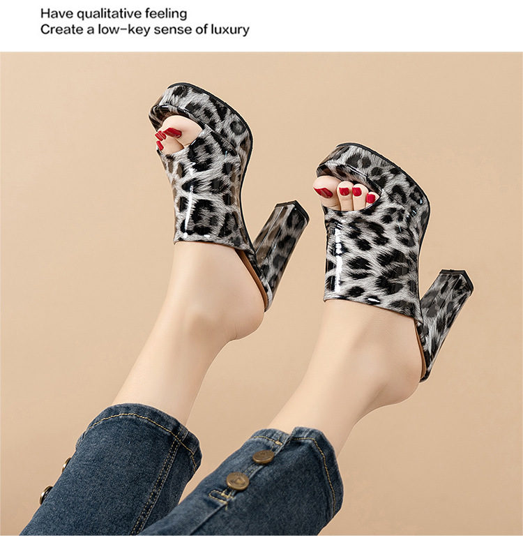 Women's Plus Size Leopard Print Sandals European American Style High Heels Chunky Heel Elegant Sexy Summer New Wish_vogvips.com