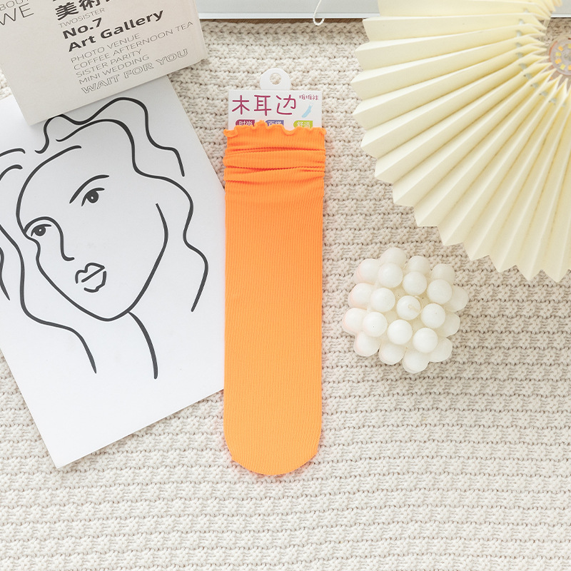 Calcetines de hielo finos de terciopelo de primavera, verano y otoño, medias a rayas para mujer, medias de hielo de tubo medio, calcetines de pila japoneses transpirables