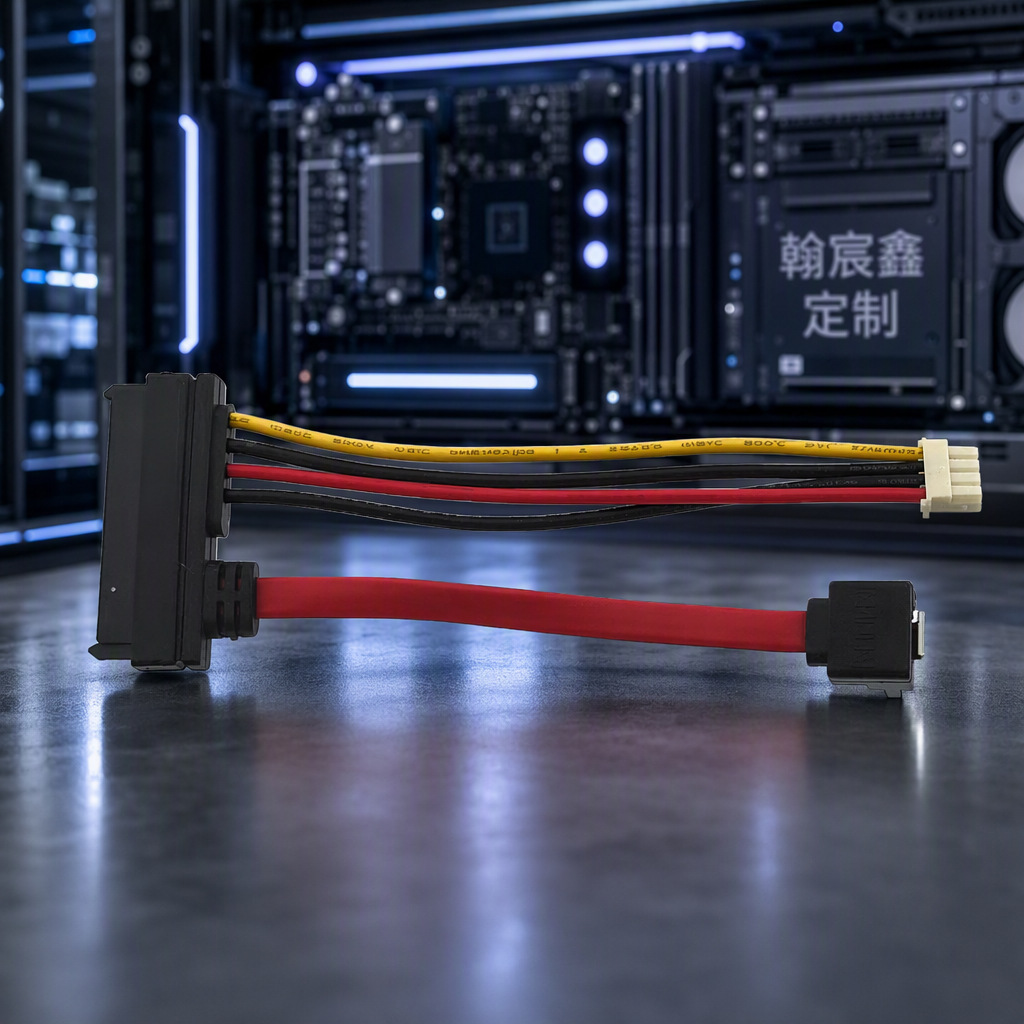 SATA7+15P串口数据线工业数码硬盘连接线SATA7P弯头带弹连接线