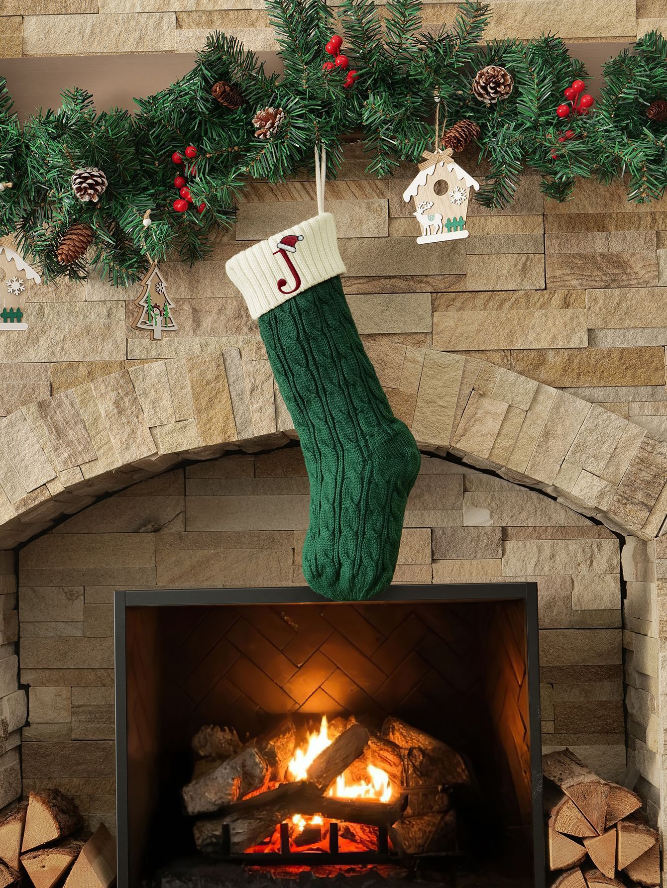 Amazon Europa y los Estados Unidos medias de Navidad personalizadas bordadas calcetines de letras de punto medias de regalo de Navidad colgantes fabricantes image 134