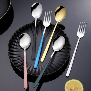 Wholesale Scandinavian Style 304 Stainless Steel Fork and Spoon Household Fork and Spoon Korean Stainless Steel Tableware Eating Spoon Korean Style Spoon