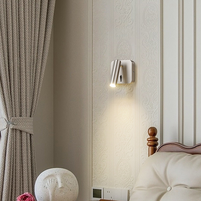 lámpara de protección de los ojos con lámpara de pared del dormitorio, lectura giratoria del dormitorio principal, lámpara de luz corta para leer libros, cama de conmutación