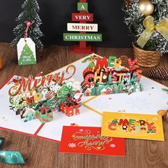 国境を越えた新しいクリスマスの立体グリーティングカード紙彫刻技術のアイデアメッセージ祝日祝福グリーティングカード対外貿易卸売り