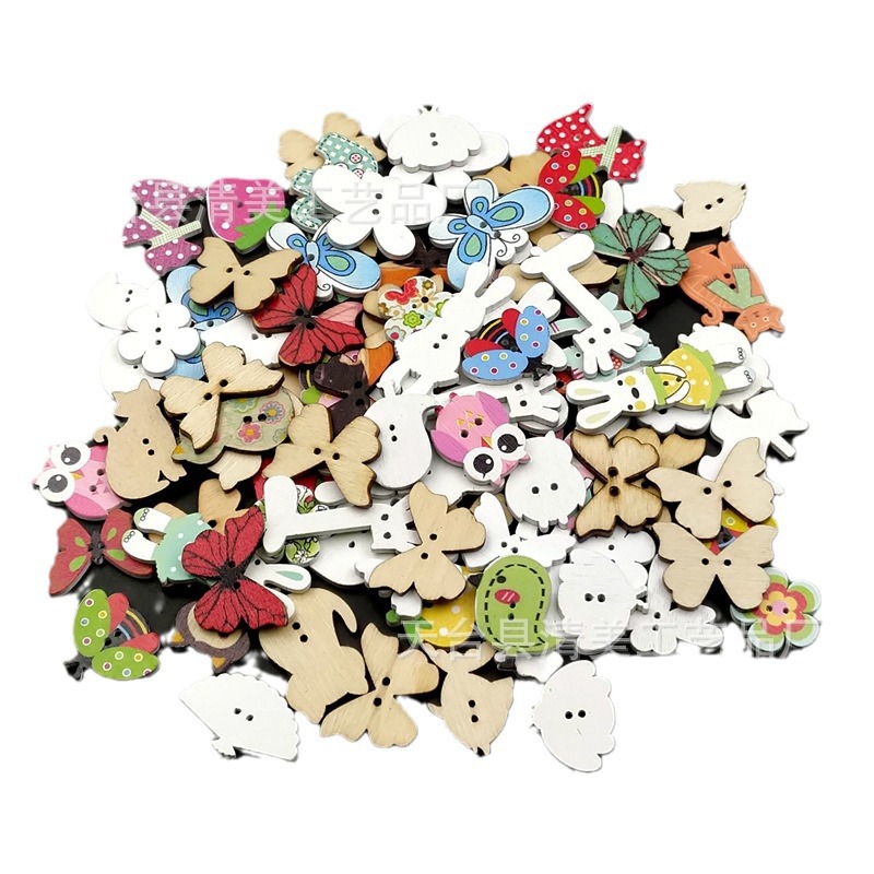 20 animales pequeños de dibujos animados mezclados botones de madera creativos materiales de pegatinas hechos a mano artesanías decorativas 50 piezas/paquete