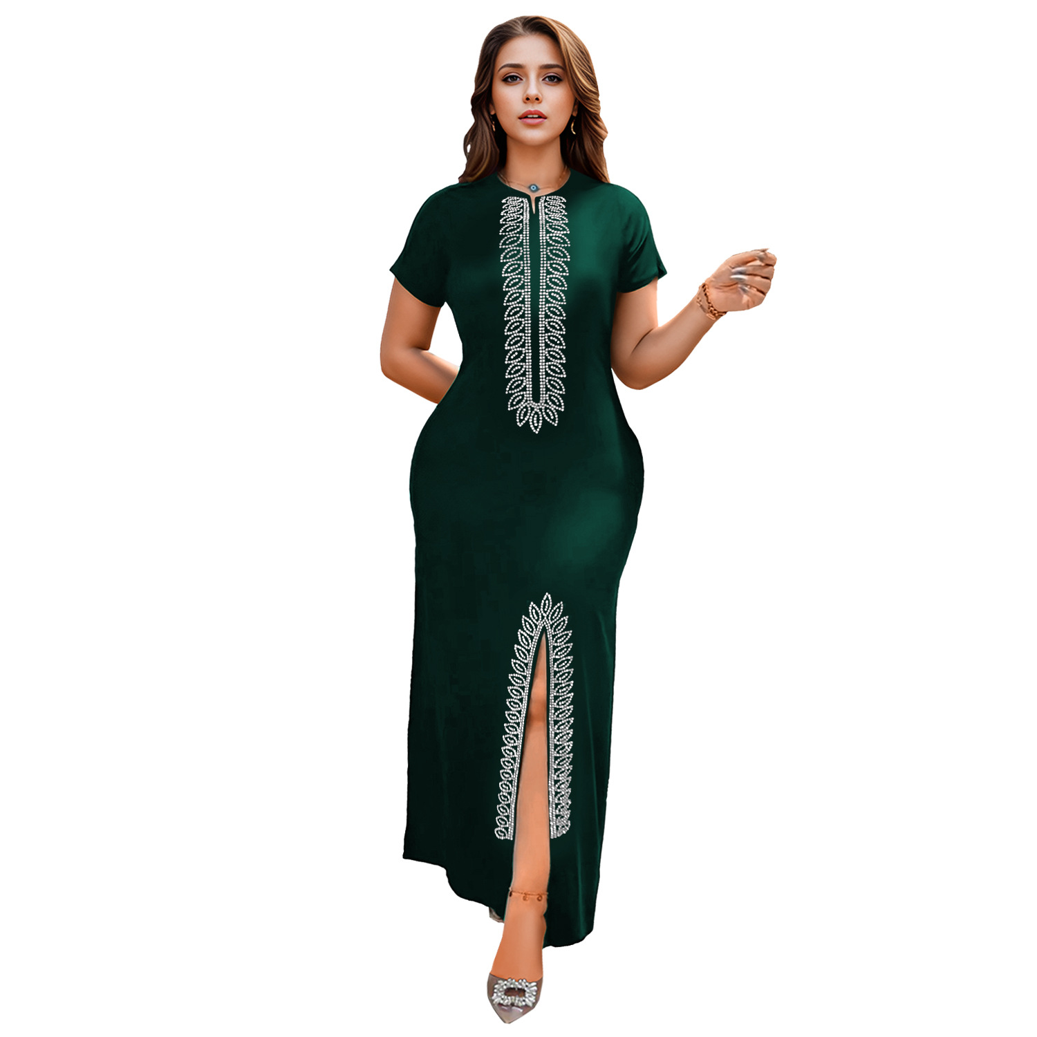 C7261 Cross-border AliExpress Amazon Moda europea y americana Bolso de perforación en caliente para mujer Brazo dividido Elegante vestido delgado image 10