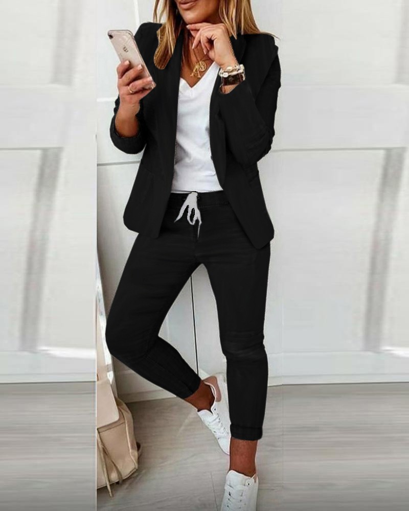 Women's Long Sleeve Blazers Formal Solid Color display picture 3
