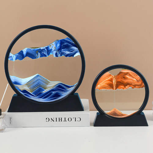 Factory direct sales circular quicksand painting 3D three-dimensional dynamic hourglass home decoration gifts living room desktop ornaments