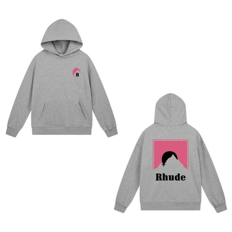 美式小众潮牌RHUDE秋冬新款ins皇冠旗帜高街复古宽松连帽卫衣男女|undefined