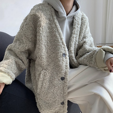 冬季新款韓版時髦慵懶廓形羊羔毛外套寬松顯瘦實穿休閑加厚大衣女
