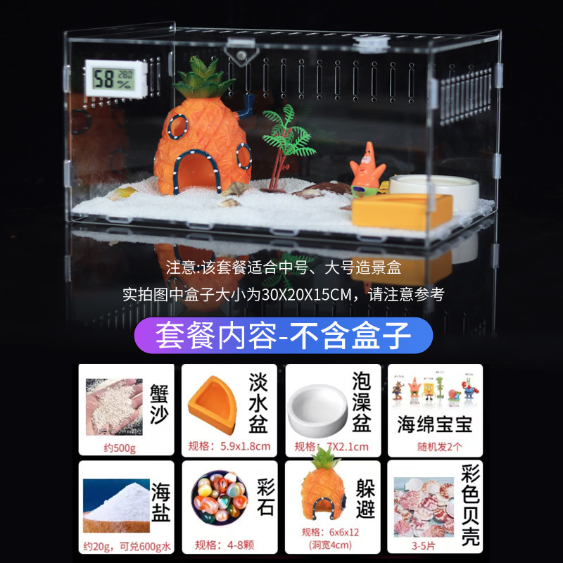 寄居蟹饲养箱套装套餐亚克力饲养盒沙蟹饲养缸造景全套生态缸箱|undefined