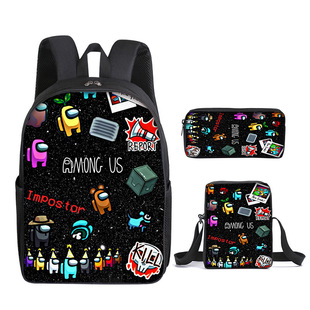 Space Wolf Killing Among us Schoolbag Three-Piece Game Surrounding Primary and Secondary School Students Backpack Satchel Pencil Bag Wholesale