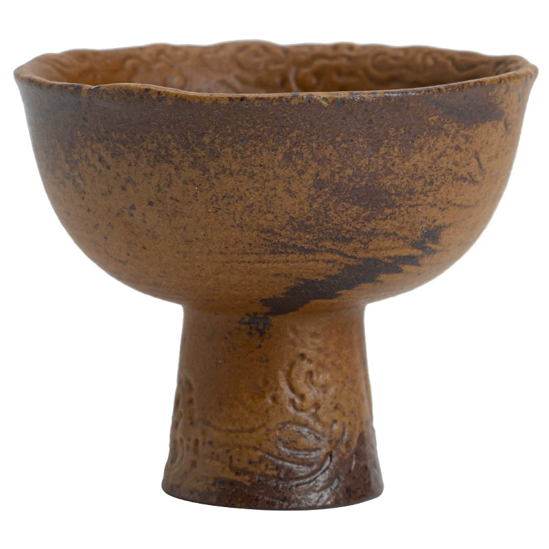 Sauce glaze rough pottery old rock mud Xiangyun Master Cup home use Kung Fu tea set tea cup high -footed cup single cup soaked tea cup