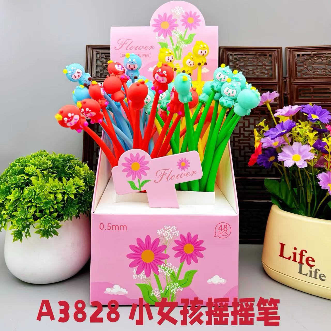 Muñeca de dibujos animados agitar bolígrafo neutro 0.5MM no rápido secado bolígrafo A3831