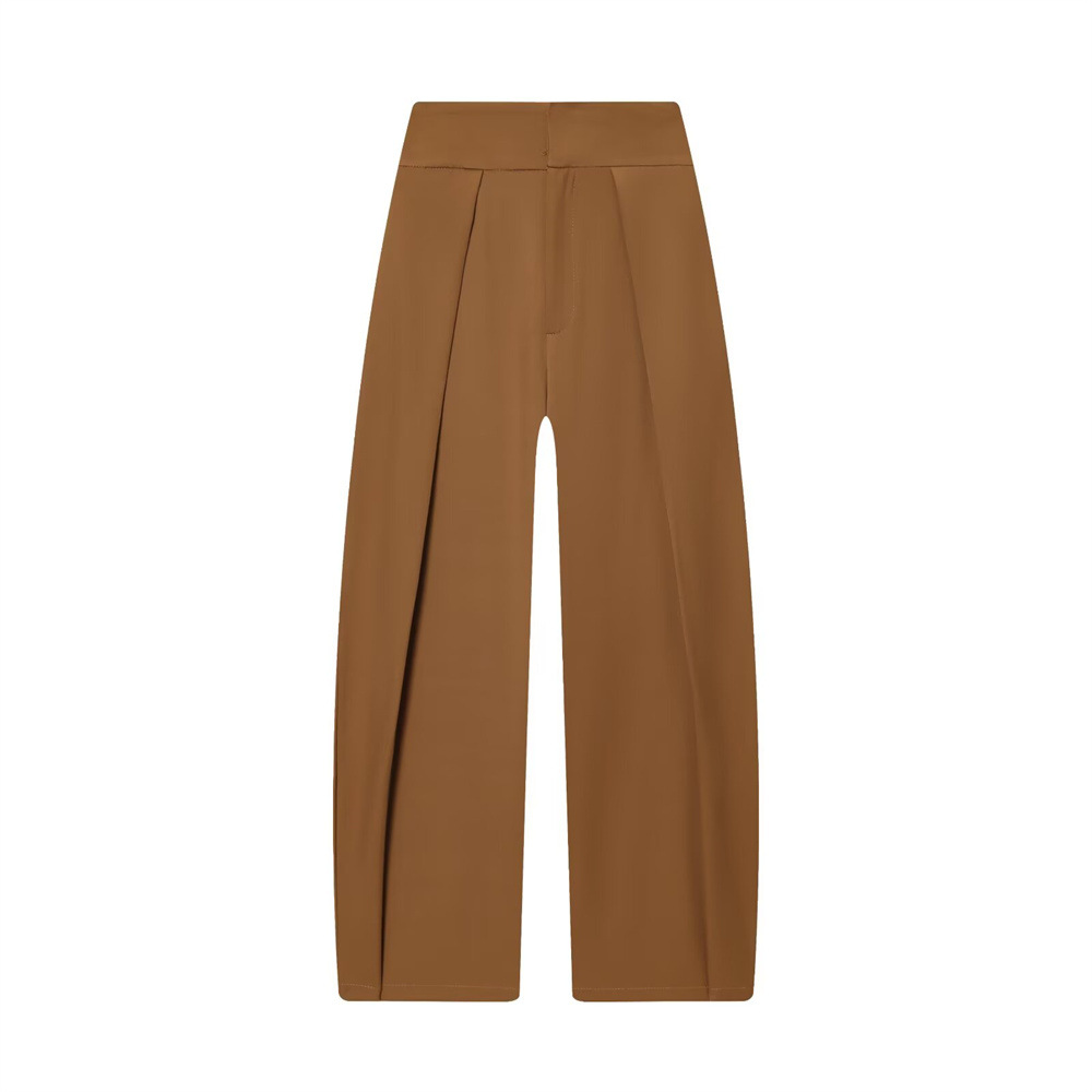 Foreign Trade Wholesale Women's Autumn New Fashion Simple Casual Versatile Front Pleated High-Waisted Trousers