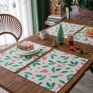 Yiman Qiyun Christmas American Placemat Bowl Mat Printed Double Layer Tableware Mat Heat Insulation Decoration Factory Direct Supply