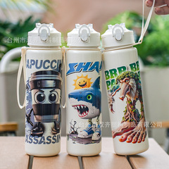 新しい山海経シリーズ漫画ストローカップ大容量旅行ポータブル高価値かわいいプラスチックウォーターカップ