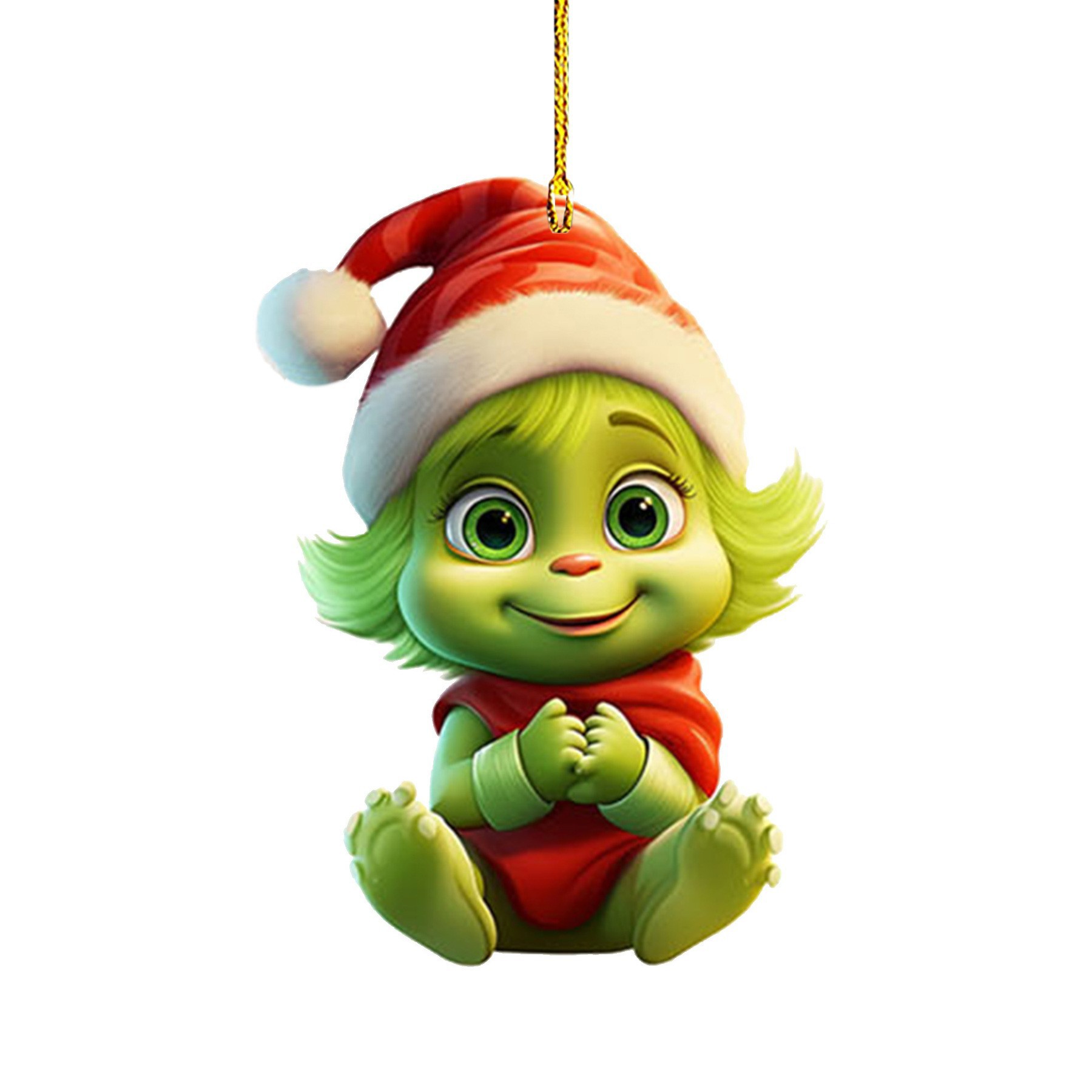 Nuevo producto transfronterizo: Colgante de coche de dibujos animados de hombreito verde para niños, decoración para árbol de Navidad y hogar.