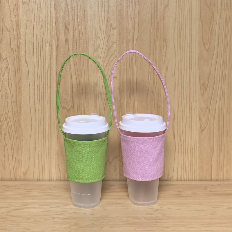 手摇帆布杯套奶茶咖啡饮料杯袋棉布手拎包便携礼品购物手提袋现货