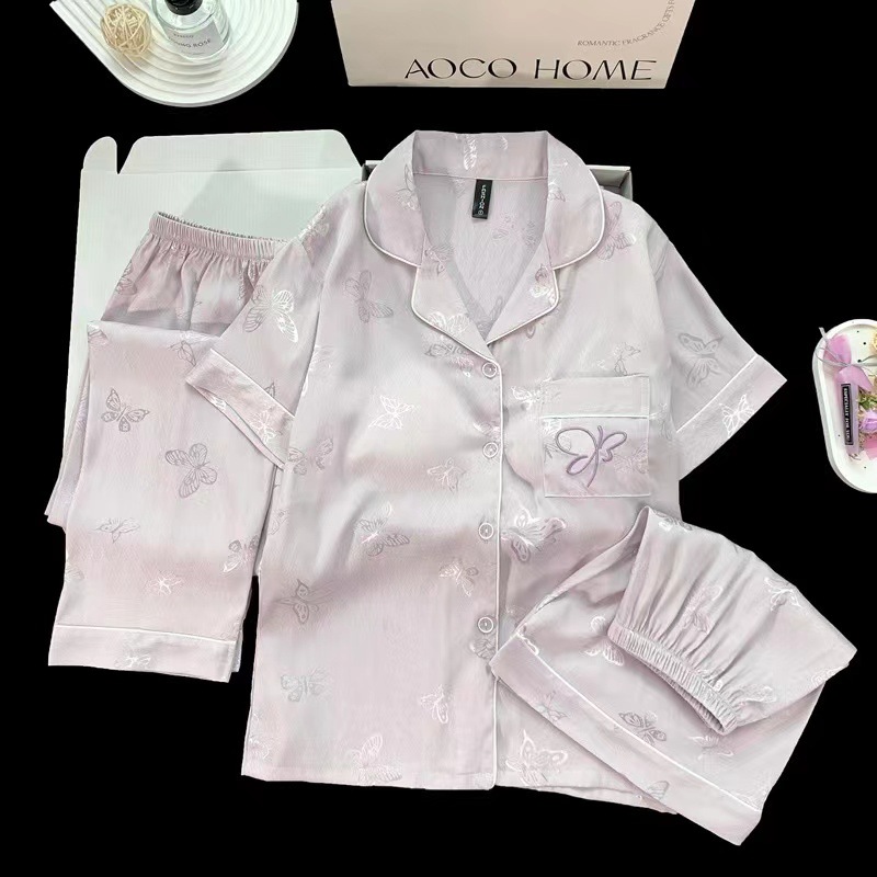 [가슴패드 포함 3종세트] 보라색 나비자수